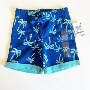 First Impressions Baby French Terry Palm Tree Shorts Blue 6-9 Months NWT